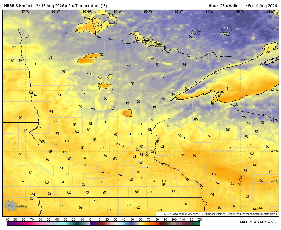 Low temps tonight