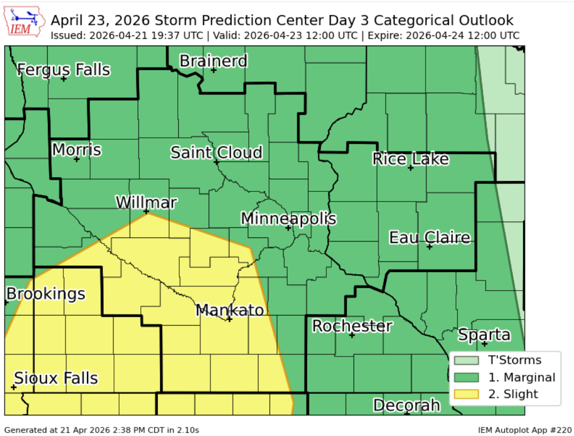 Severe weather risk areas