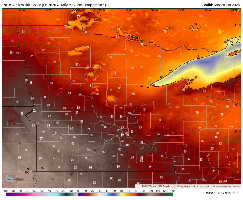 Highs Saturday PM