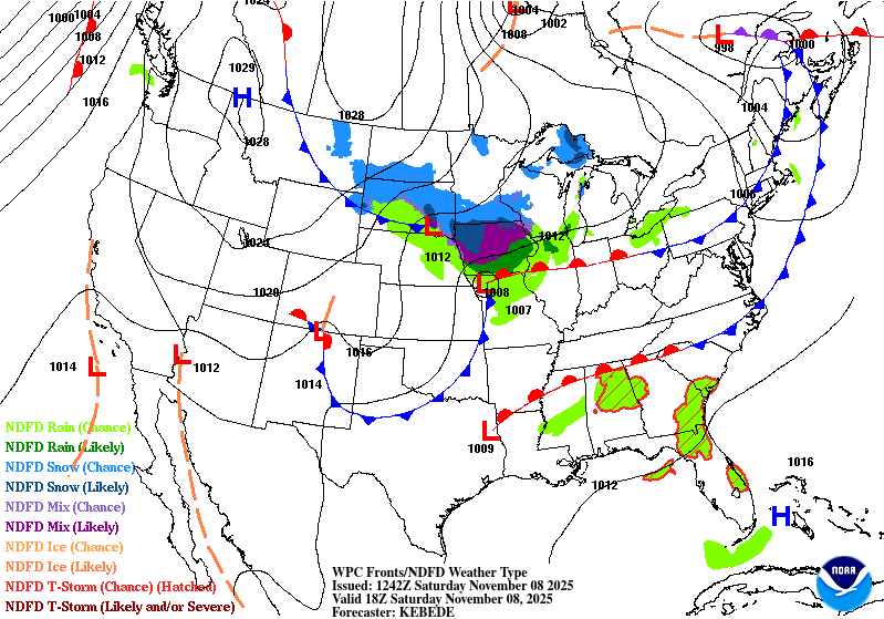 Surface analysis for Saturday 12 p.m.