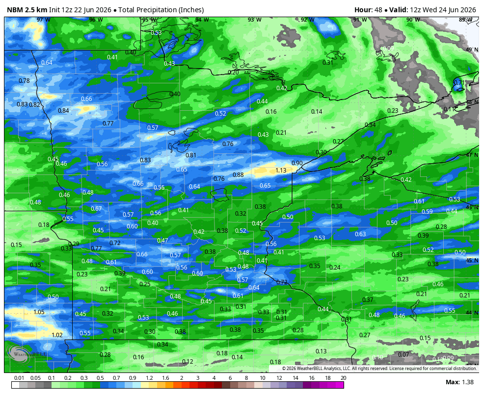 Downpours Tuesday
