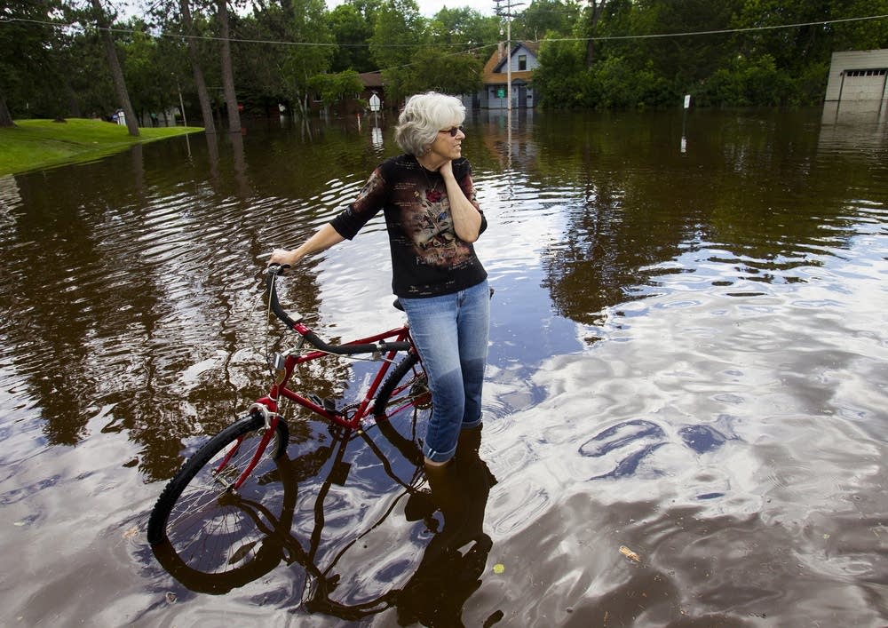 Looking at flood waters