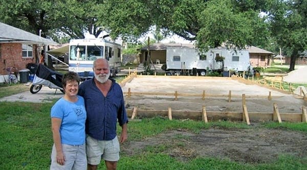 KC King and his wife Kathi on their property in the Gentilly neighborhood of New Orleans.