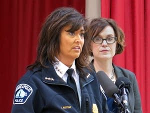 Harteau and Hodges speak to the media.