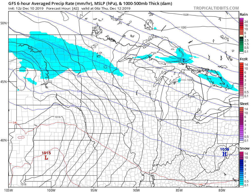 NOAA GFS model Wednesday night and Thursday