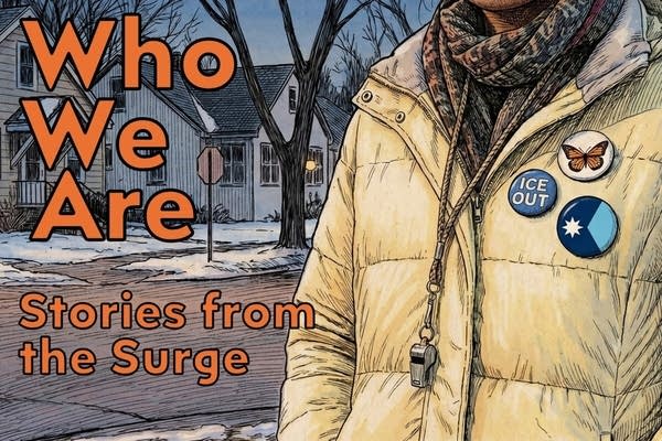 stories from the surge play title image shows a person in a winter coat with buttons