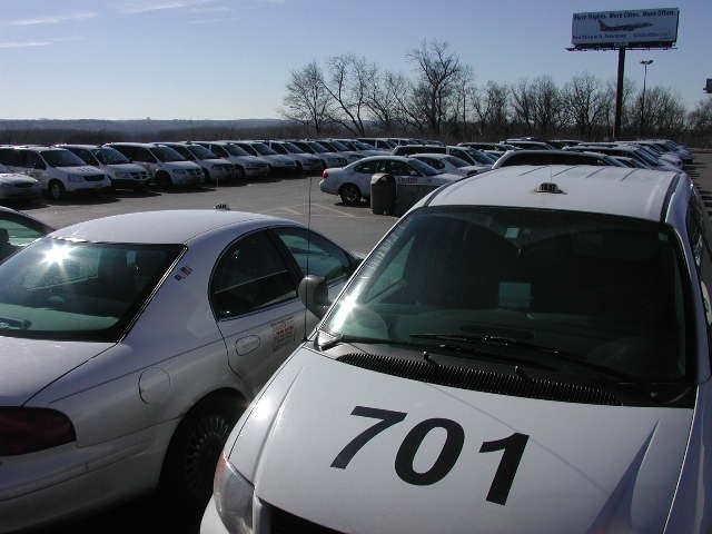 Cabs wait near the airport