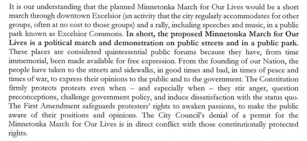 Excelsior says ‘no’ to school shooting protest event