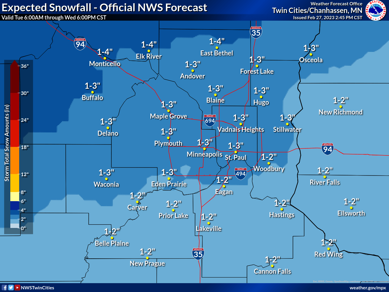 Snowfall projection