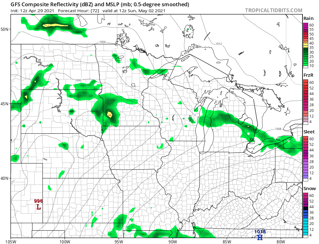 NOAA GFS model 7 am to 7 pm Sunday