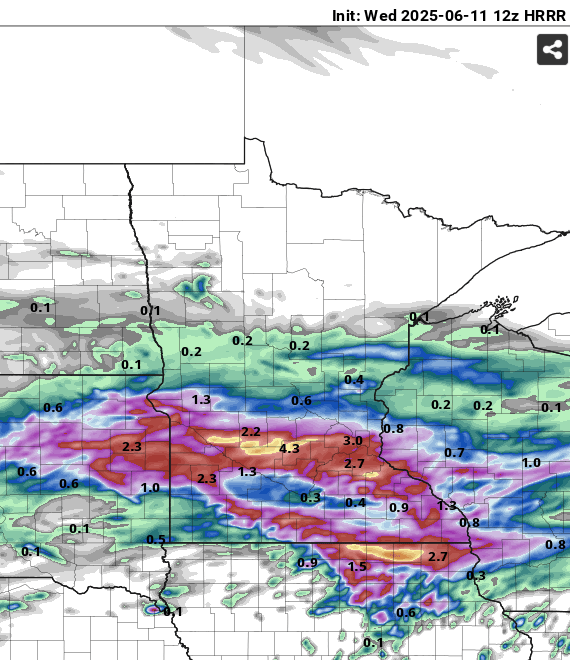NOAA HRRR precipitation output
