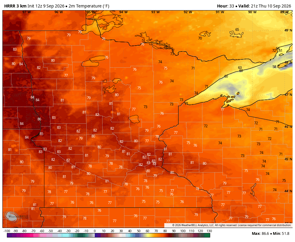 High temps Thursday