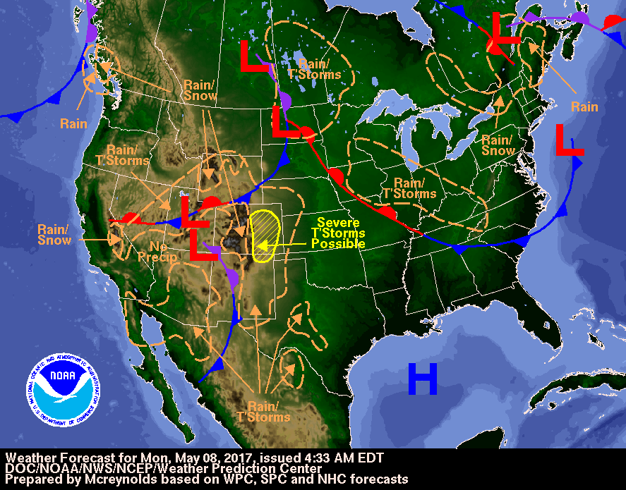 May 9 - Monday fcst map