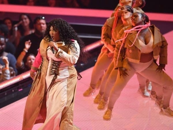 Lizzo performs at the 2019 MTV Video Music Awards in Newark, New Jersey.