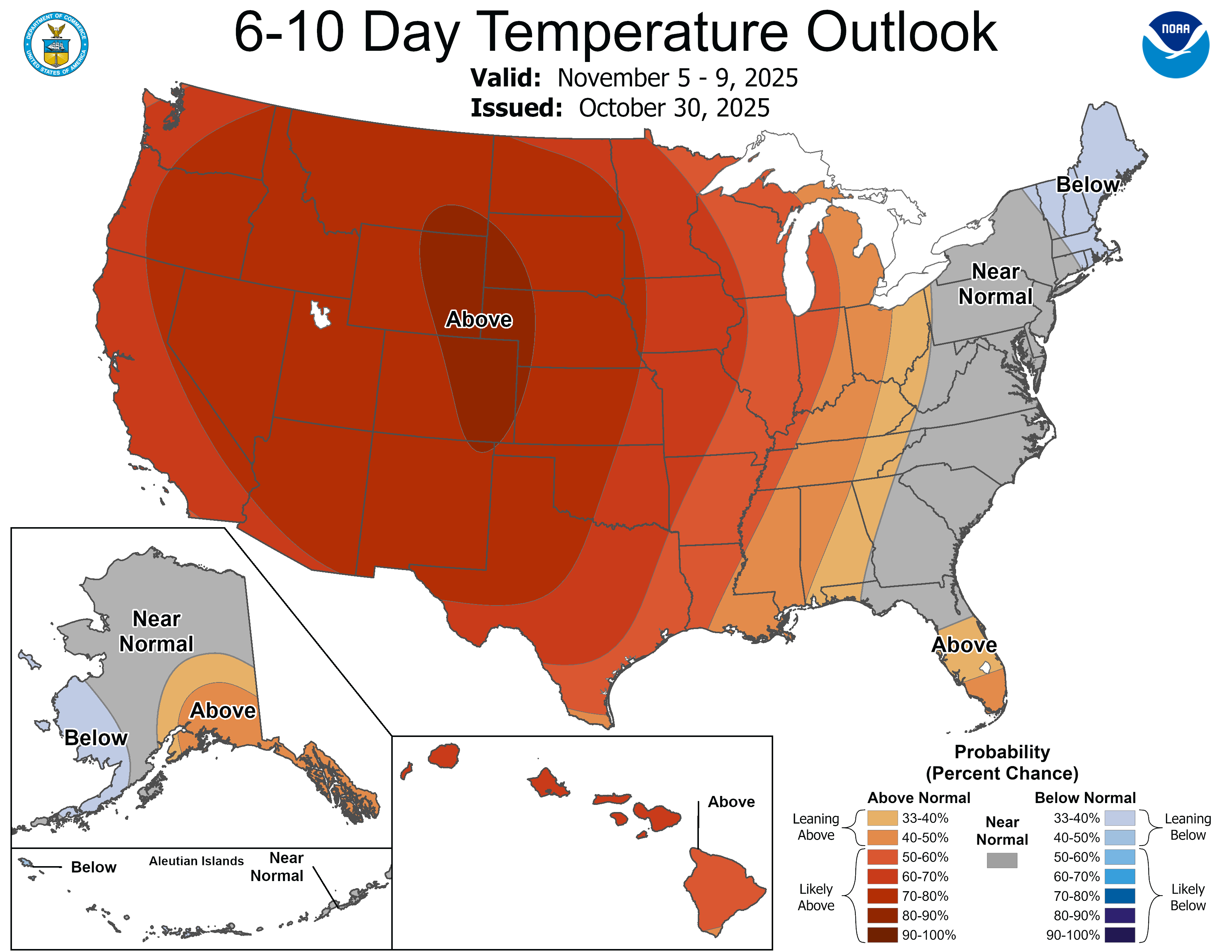 NOAA 6 to 10-day temperature outlook