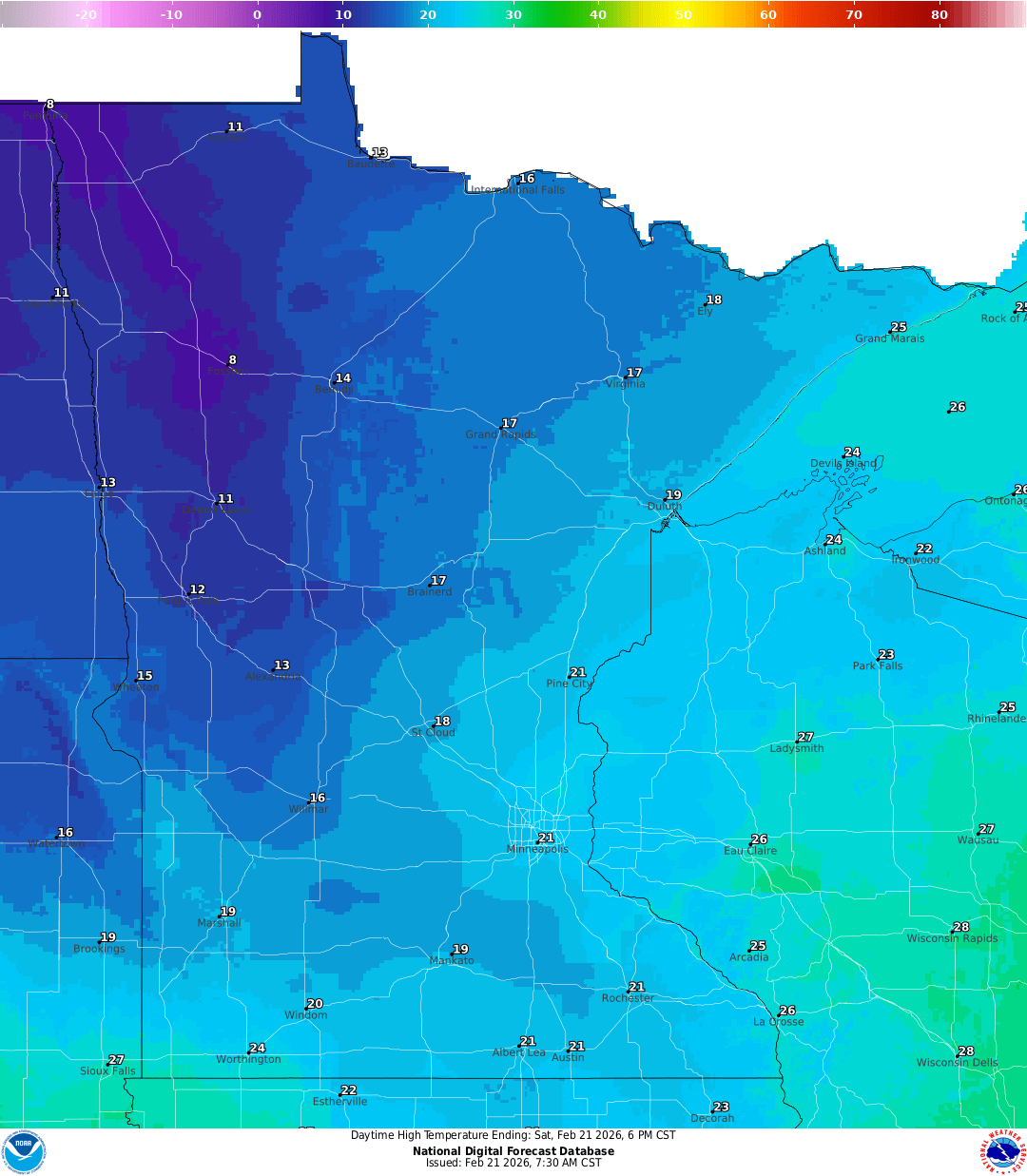Highs for Saturday