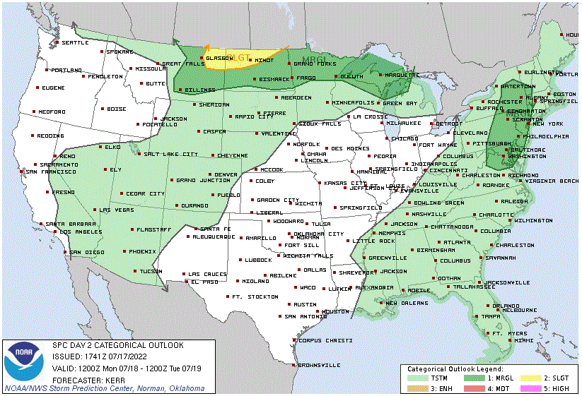 Updated severe weather risk for Monday-Monday night