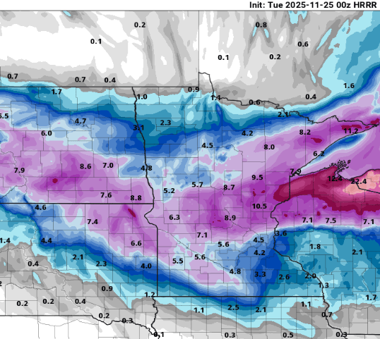 NOAA HRRR snowfall output