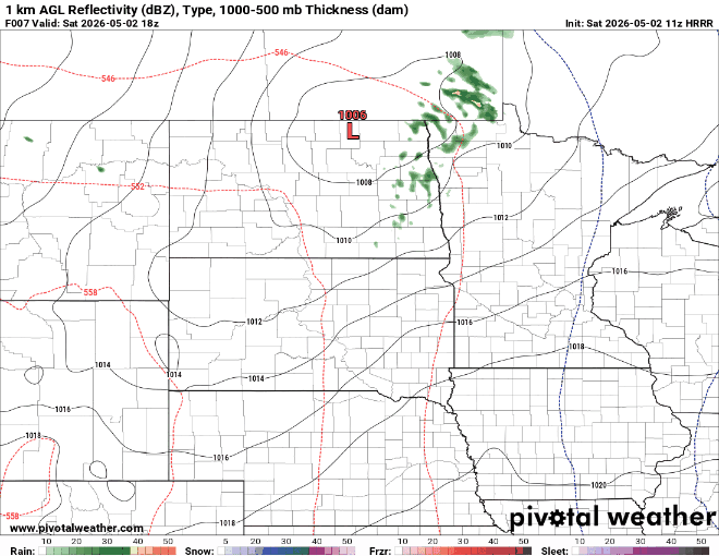 Forecast precipitation Saturday 1 p.m. to midnight