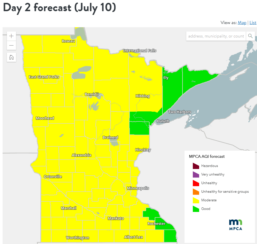Air quality forecast
