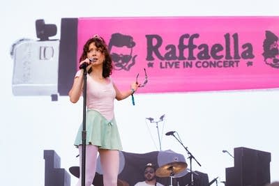raffaella performing on stage