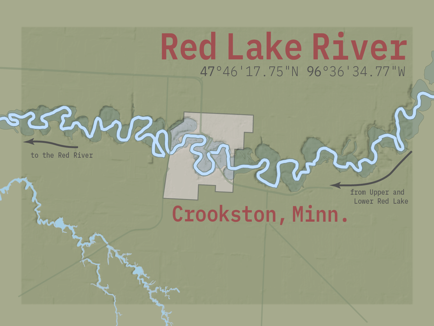 The Red Lake River winds through Crookston, Minn.