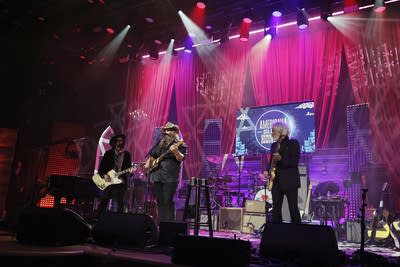A band performing onstage