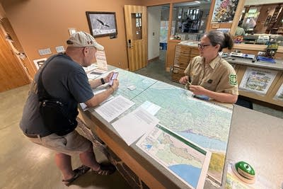 Evacuee Eric Bailey at the USFS Ranger Station