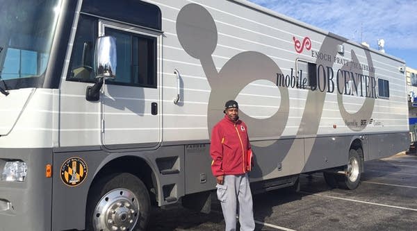 Adrian Henderson stopped by the Enoch Pratt Free Library's Mobile Job Center, in Baltimore.