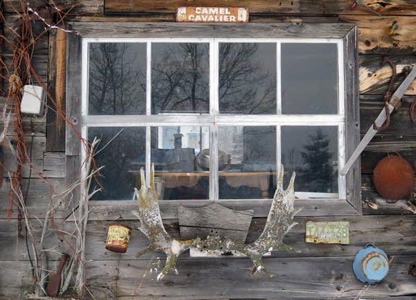 A moose rack hangs from Curtis Gagnon's shed.