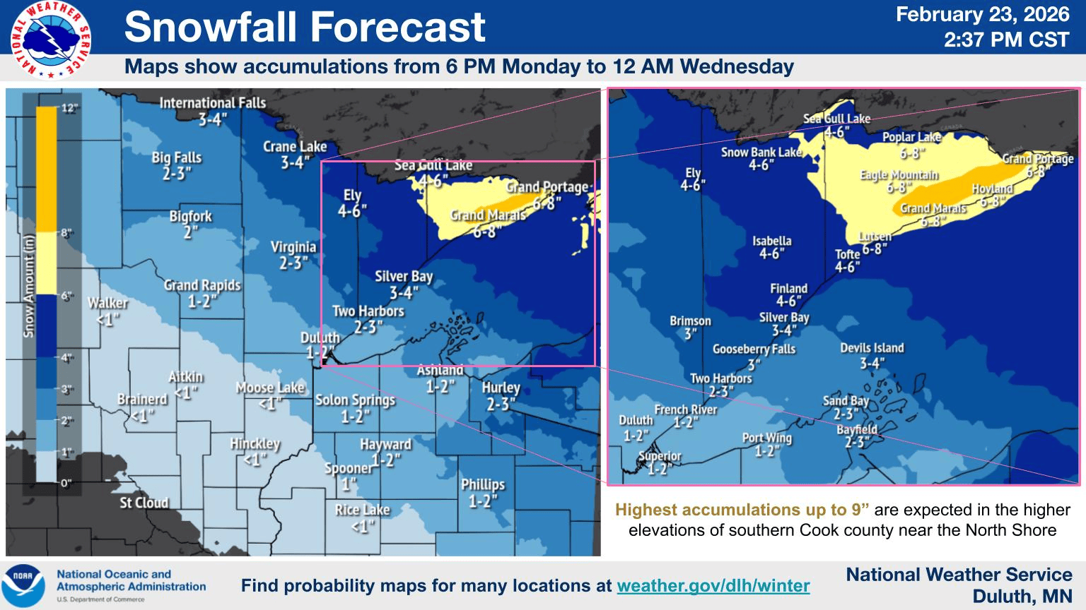 North Woods clipper dumps snow into Tuesday