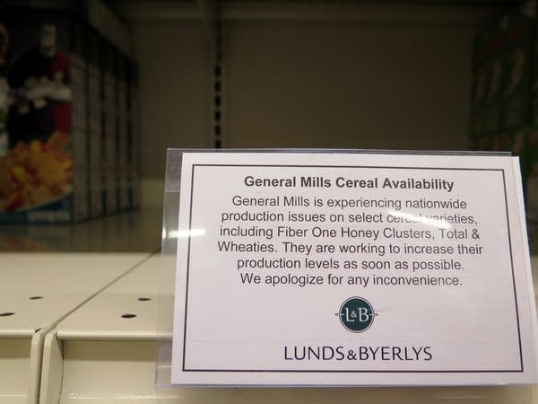 Notices to explain why several General Mills' cereal are out of stock