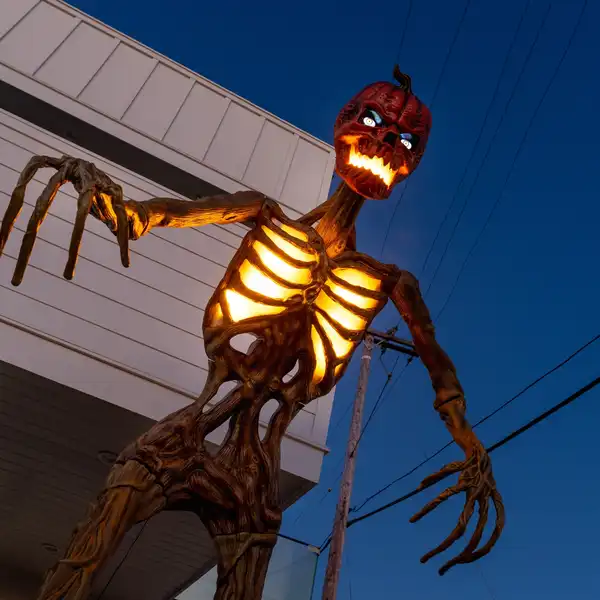 Halloween decorations like Home Depot's 12-foot skeleton aren't