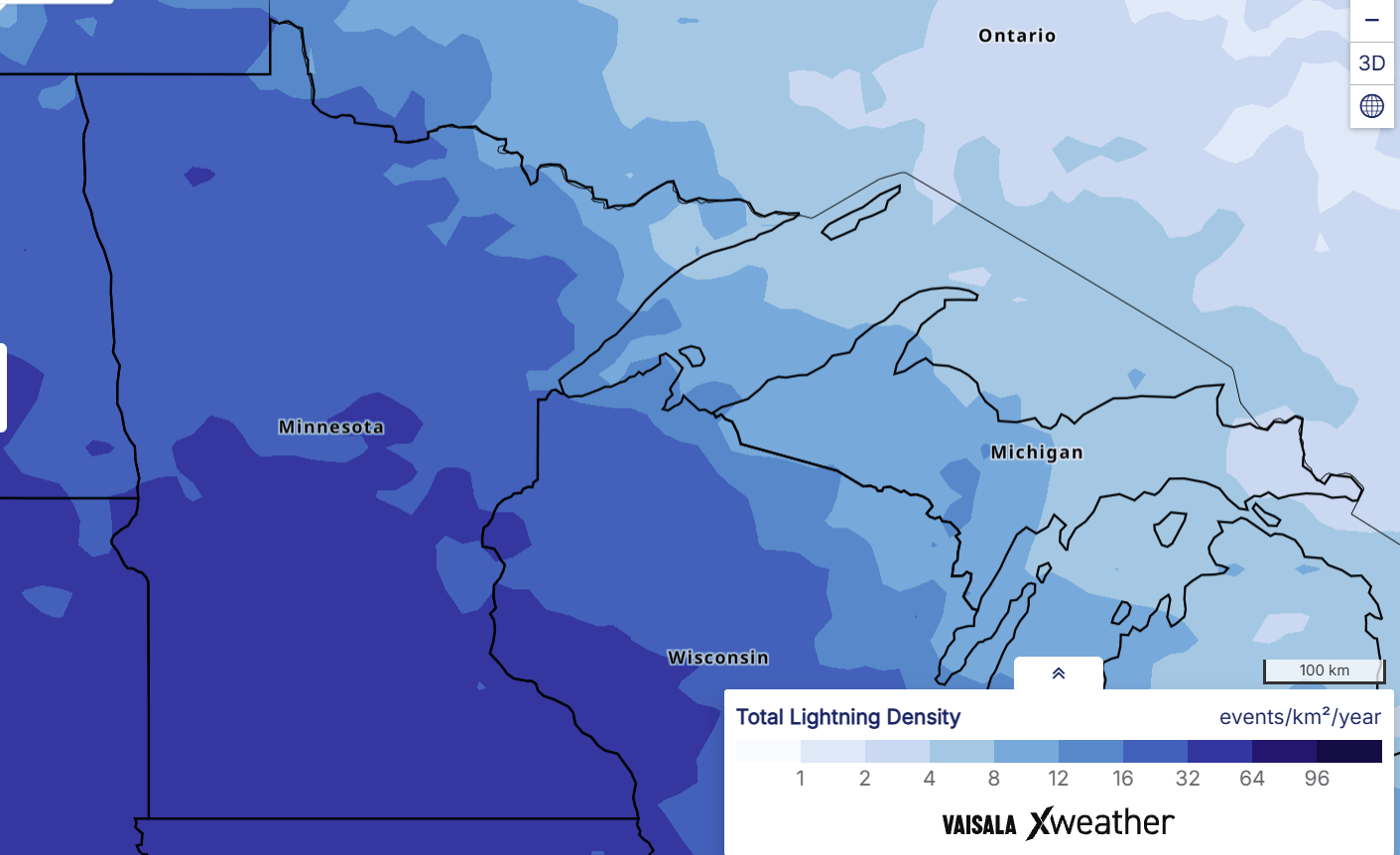 Lightning data Vaisala