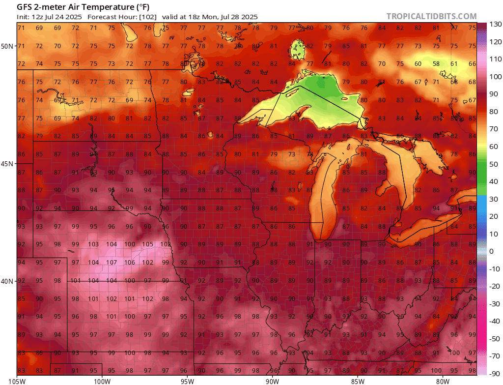 NOAA GFS temperature output