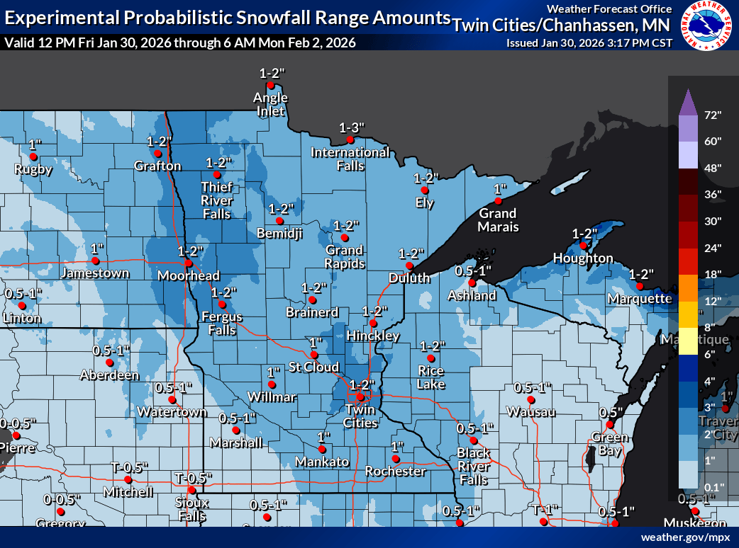 Gradually milder weekend; clipper brings light snow Sunday