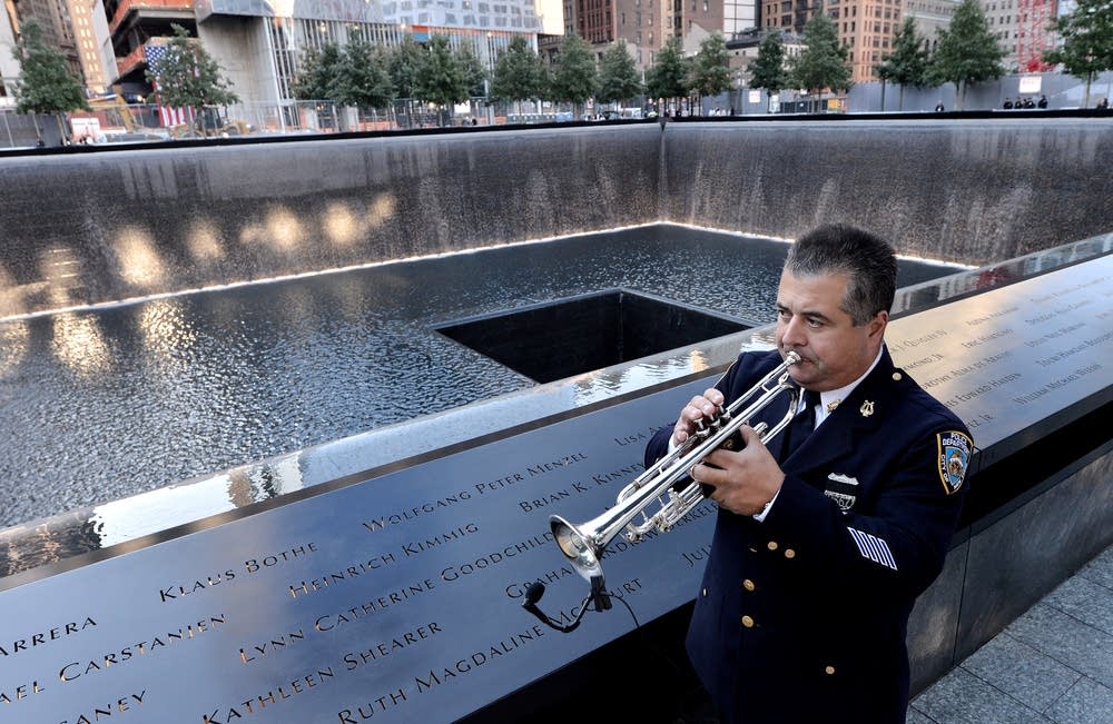 Police bugler Gabe Perdom