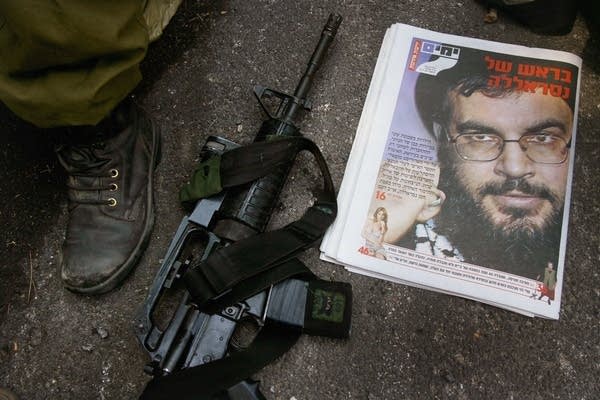 Israeli newspaper photo of Sheikh Hassan Nasralla