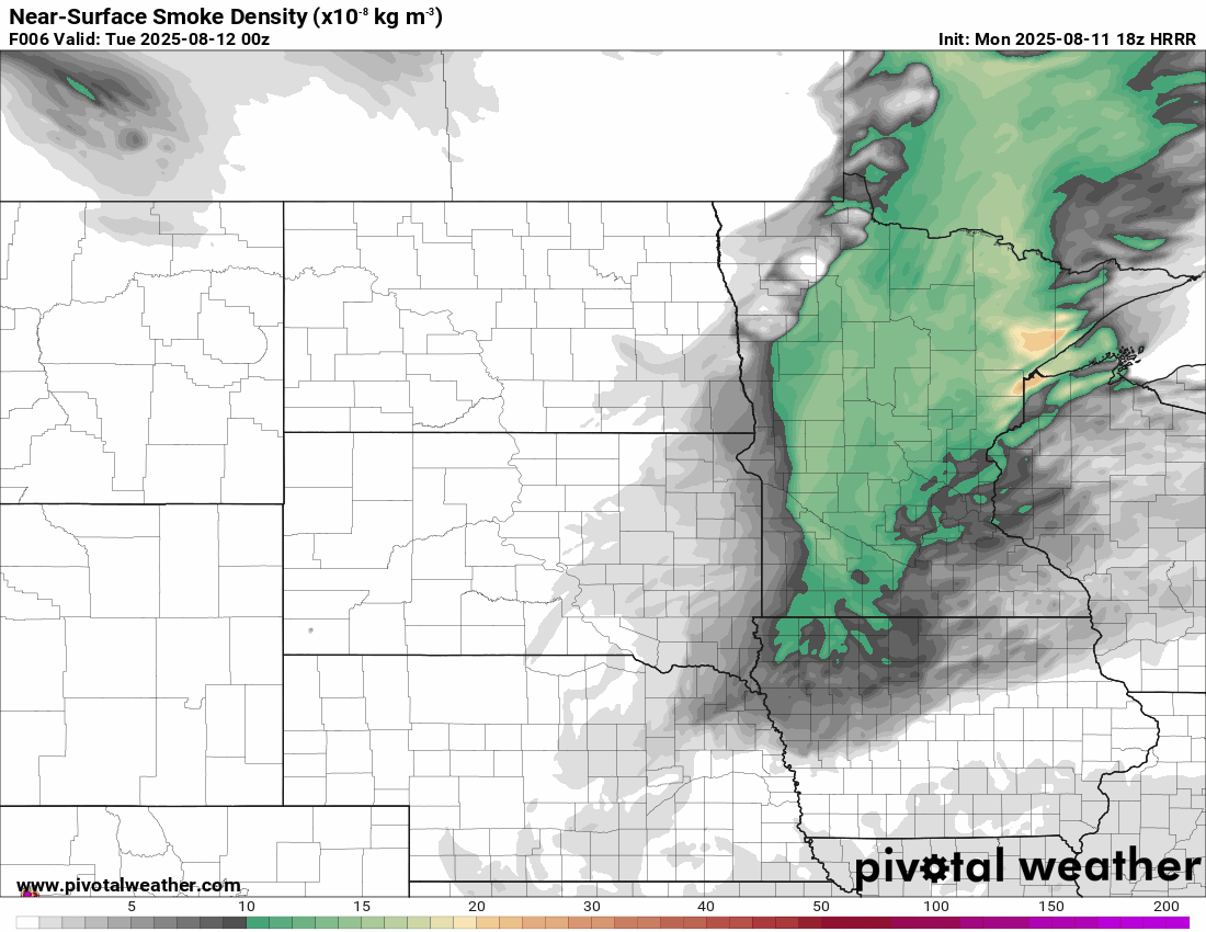NOAA HRRR near surface smoke density