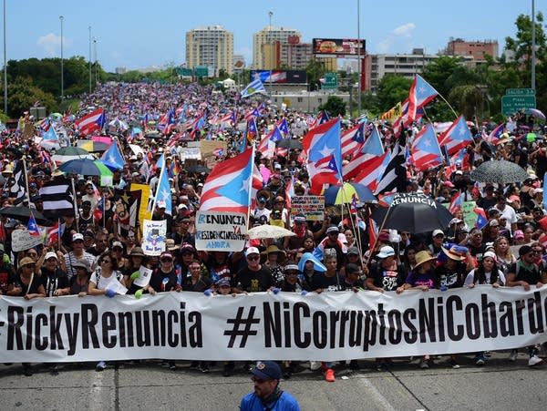 Protesters are demanding Gov. Ricardo Rossello step down