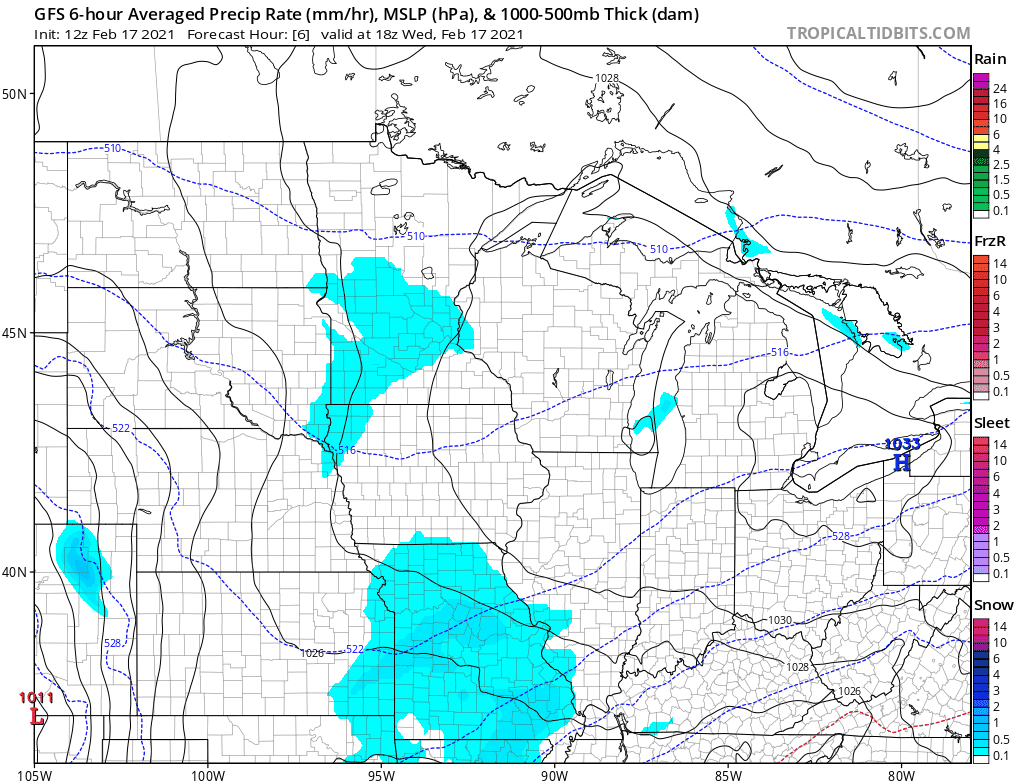 NOAA GFS model Wednesday