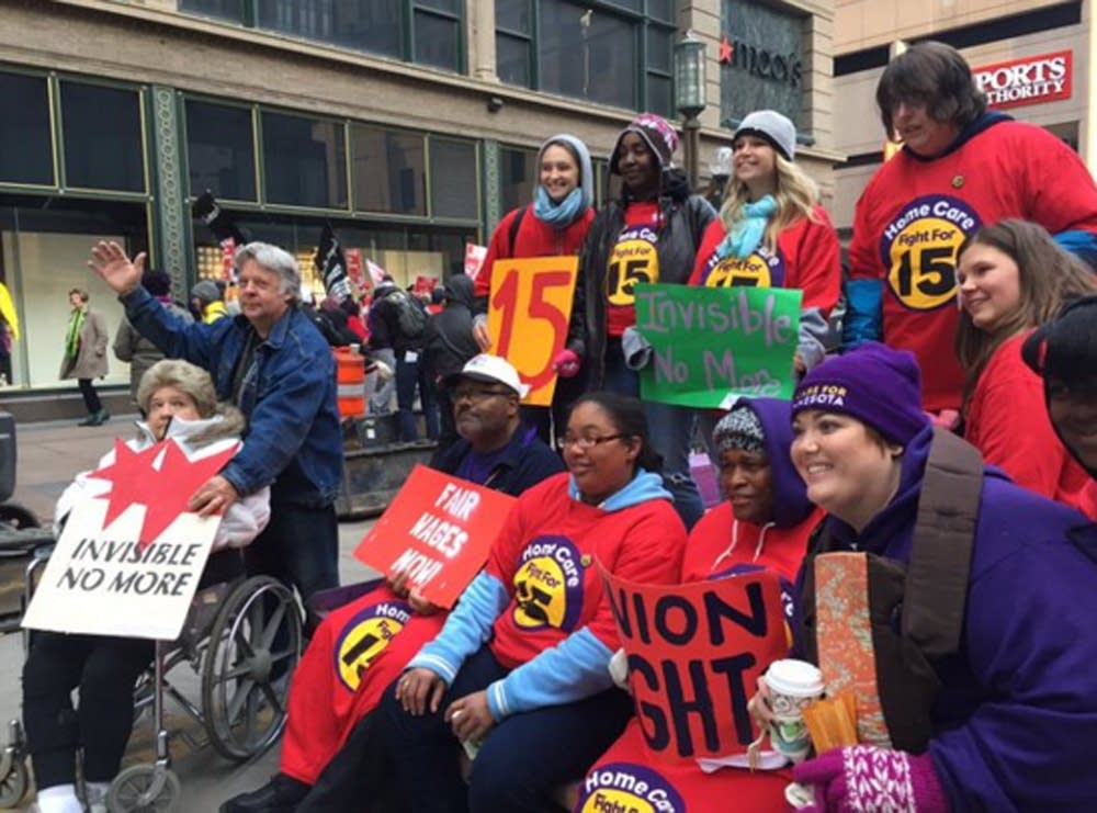 Home care workers supported the demonstrators