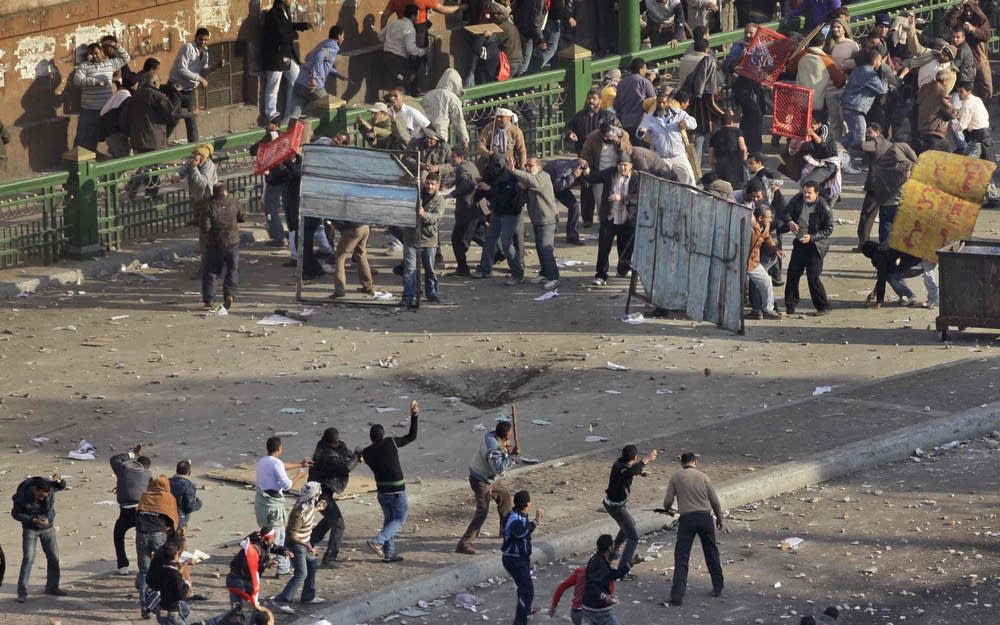 Demonstrators clash