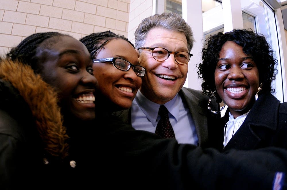 Al Franken greeted Obama supporters