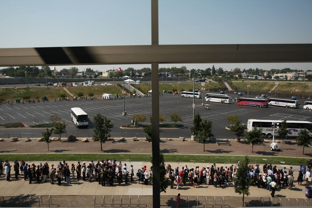 The security line to get into Invesco Field