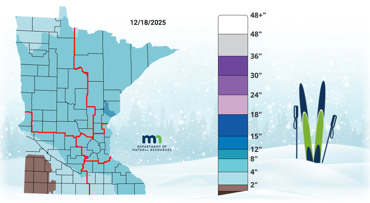 Snow depth map 12/18/2025