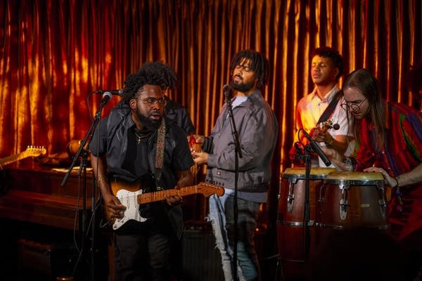 a band playing at a jazz club