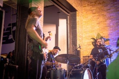 a band performing at an outdoor event