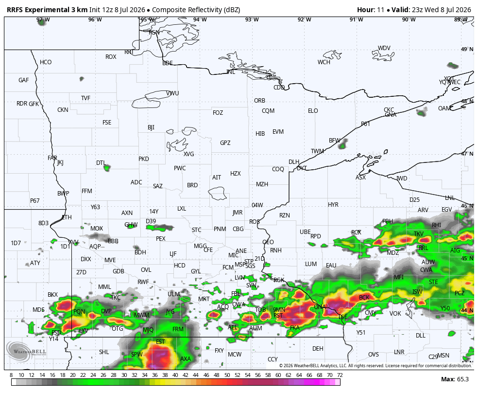 Storms south this evening