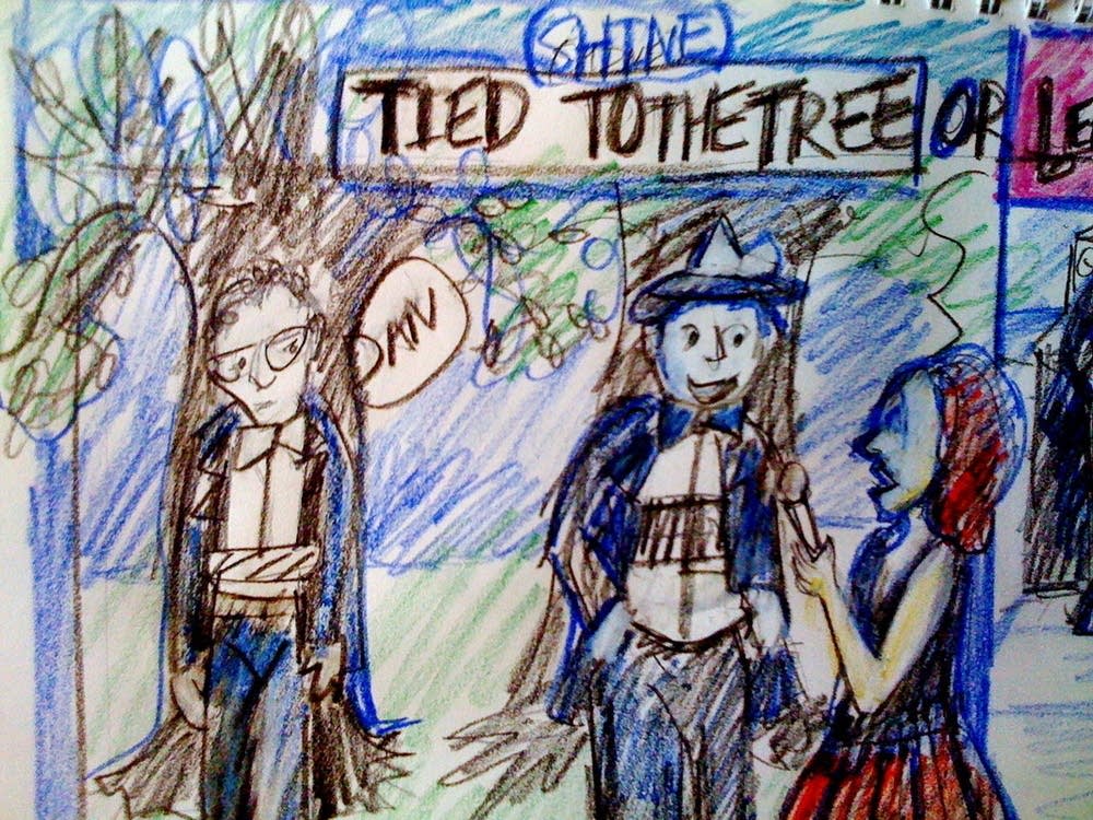 Tied to a tree